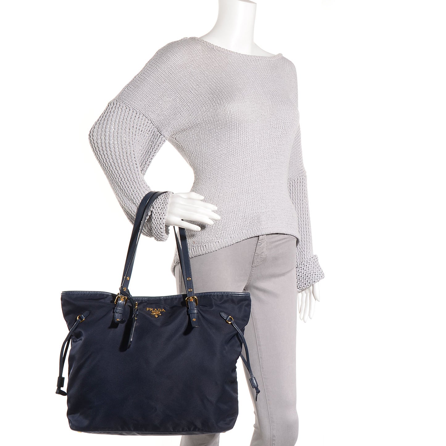 Saffiano Tessuto Nylon Tote Blue