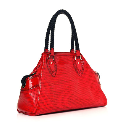 Fendi Canvas Patent Grommet De Jour Tote Red 6 of 12