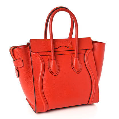 Celine Drummed Calfskin Micro Luggage Vermillion 3 of 11
