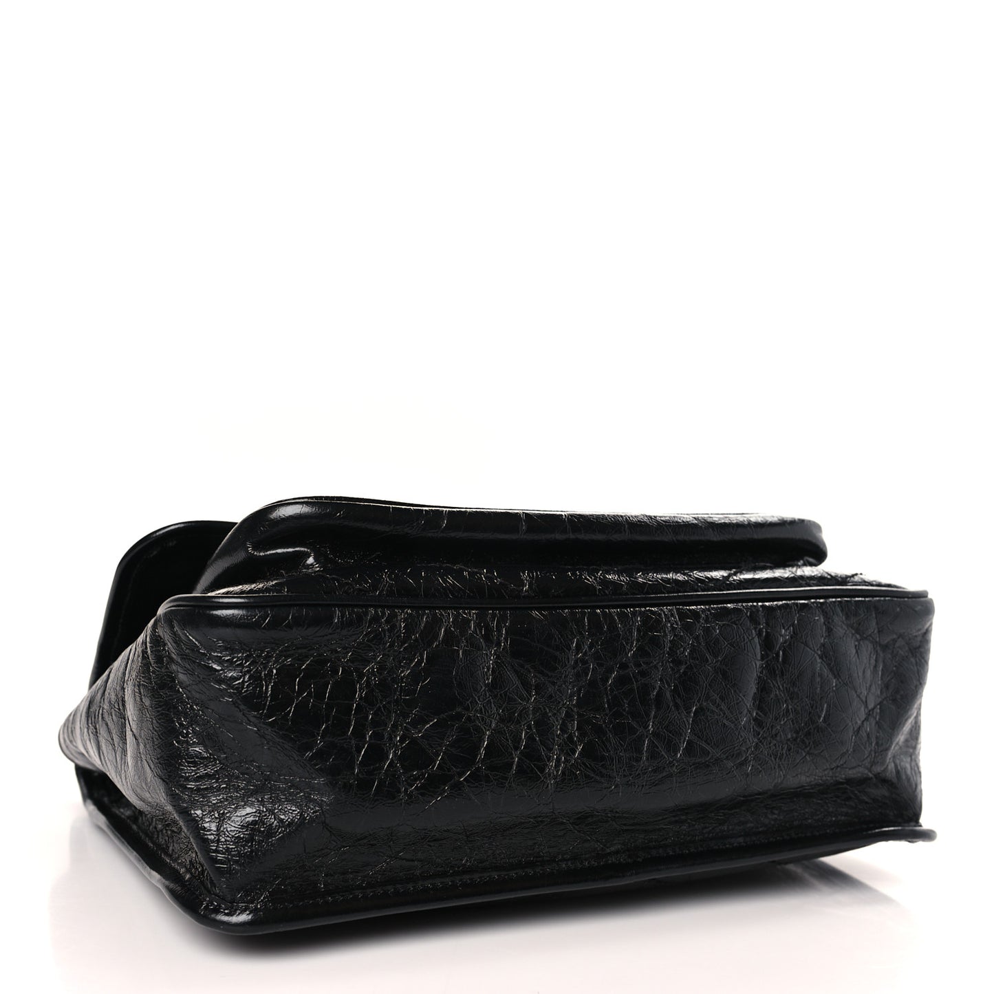 Crinkled Calfskin Matelasse Monogram Medium Niki Chain Satchel Black