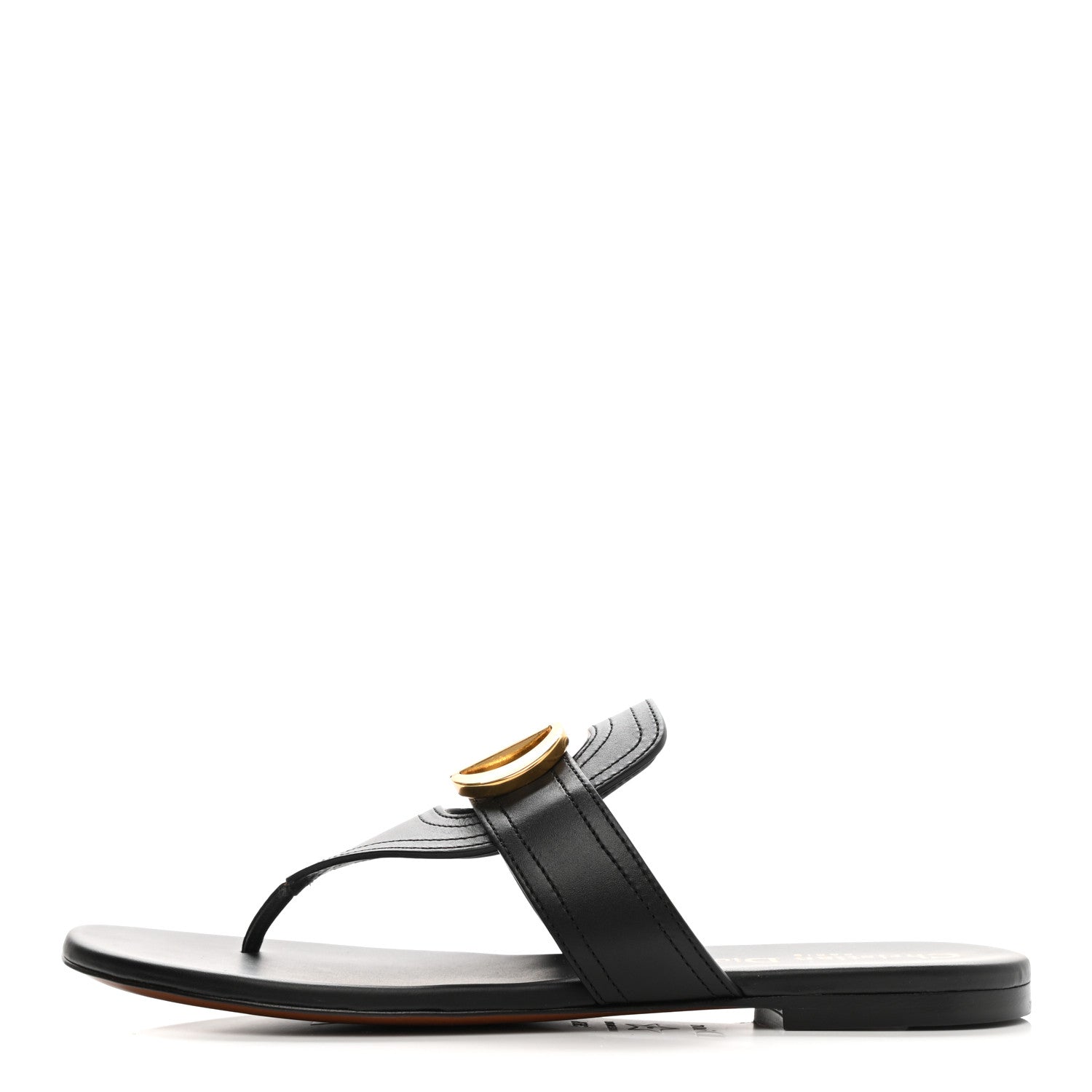 Christian Dior Calfskin 30 Montaigne Thong Sandals 36.5 Black 1 of 8