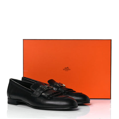 Hermes Goatskin Womens Royal Loafers 36.5 Black 9 of 9