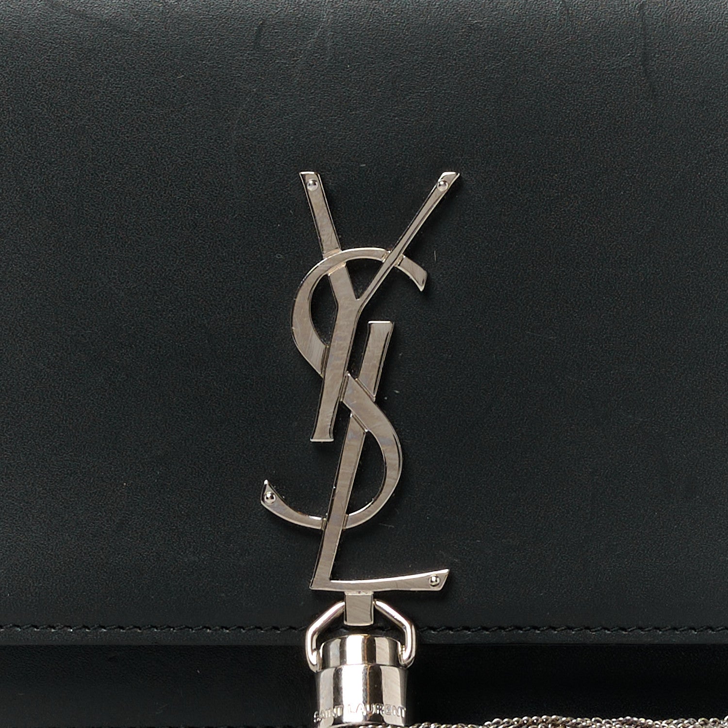 Saint Laurent Smooth Calfskin Classic Monogram Kate Tassel Chain Wallet Black 7 of 11