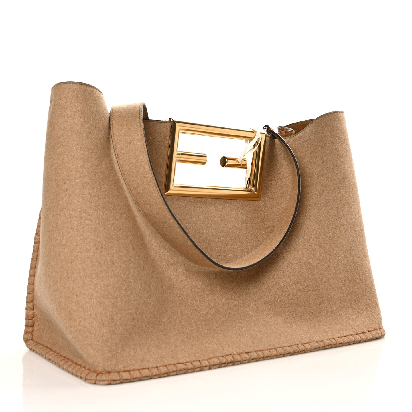 Melange Flannel Medium Fendi Way Tote Camel