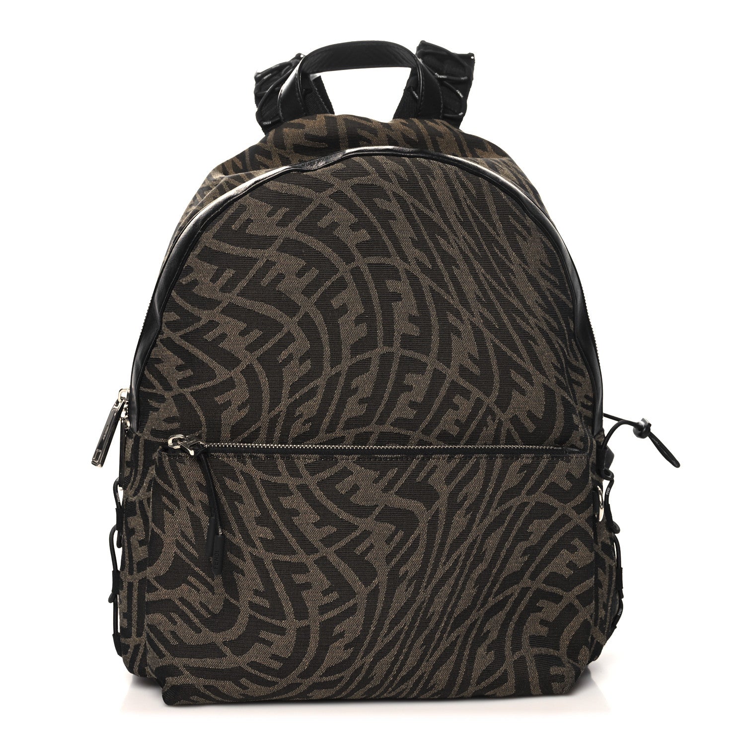 Fendi X SARAH COLEMAN Fabric Jacquard Vitello Grace Light Woven Lanyard FF Vertigo Pouch Pocket Backpack Tobacco Moro Black 1 of 10