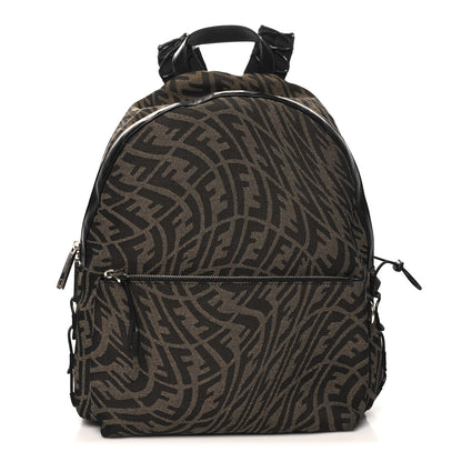 Fendi X SARAH COLEMAN Fabric Jacquard Vitello Grace Light Woven Lanyard FF Vertigo Pouch Pocket Backpack Tobacco Moro Black 1 of 10