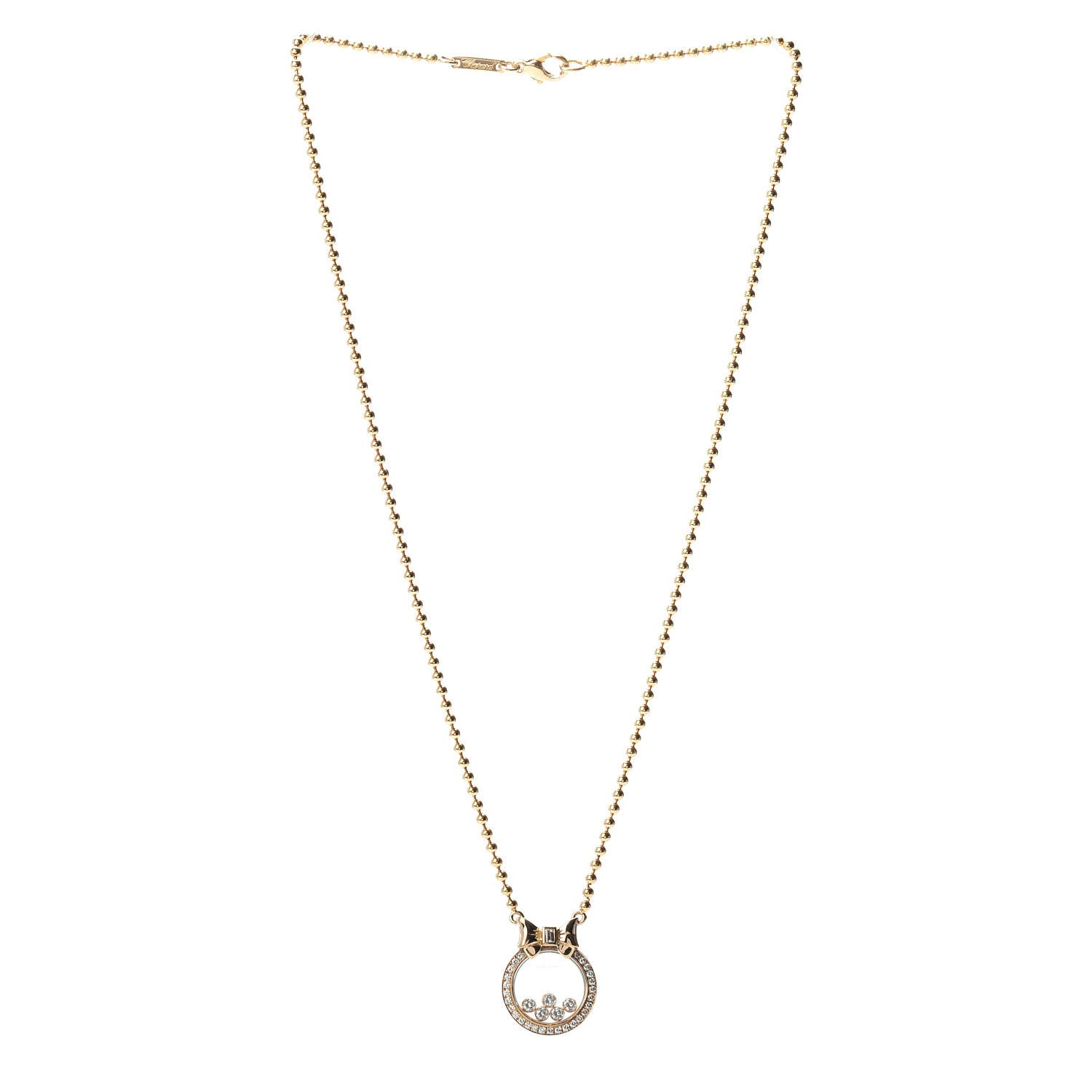 Chopard 18K Yellow Gold 5 Happy Diamonds Bow Pendant Necklace 3 of 4
