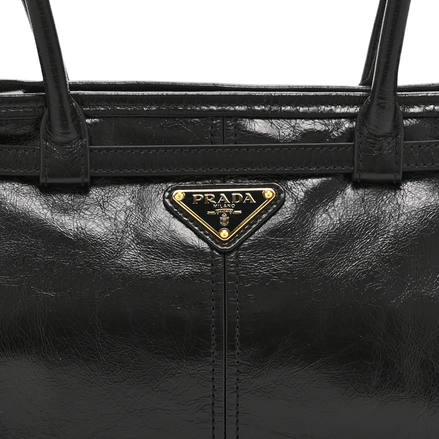 Glossy Calfskin Triangle Medium Bonnie Shoulder Bag Black
