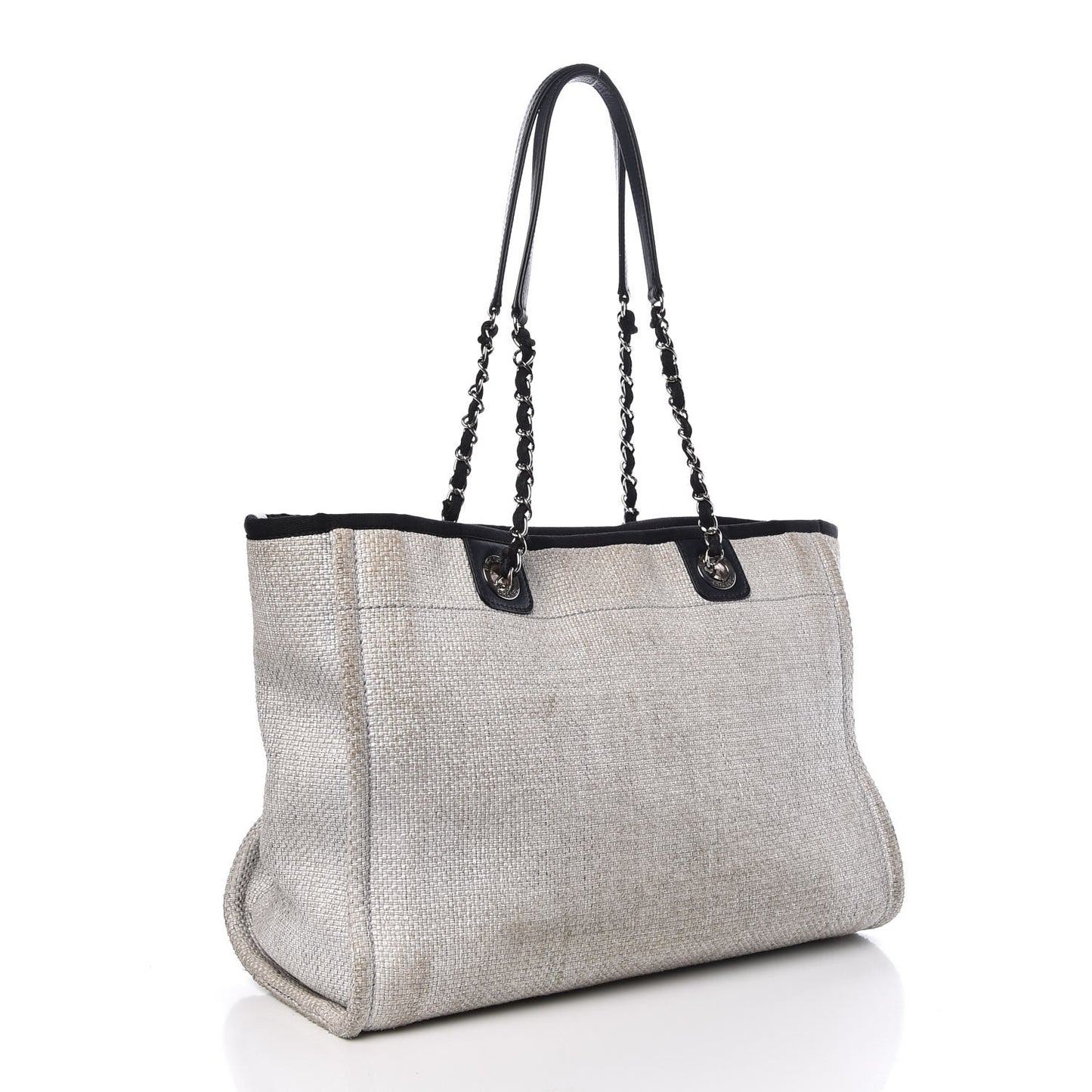 Woven Straw Raffia Deauville Tote Grey