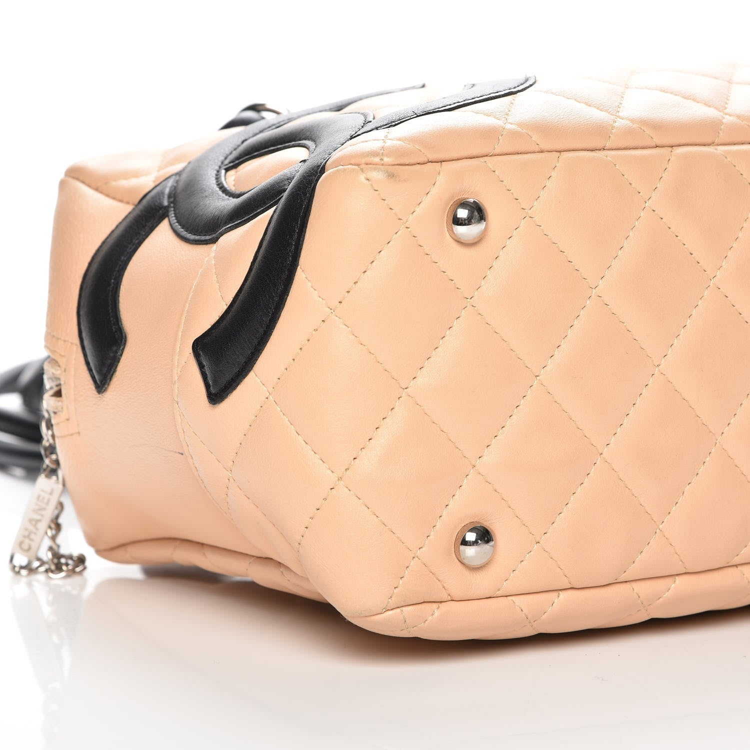 Chanel Calfskin Quilted Large Cambon Bowler Beige Black 8 of 9