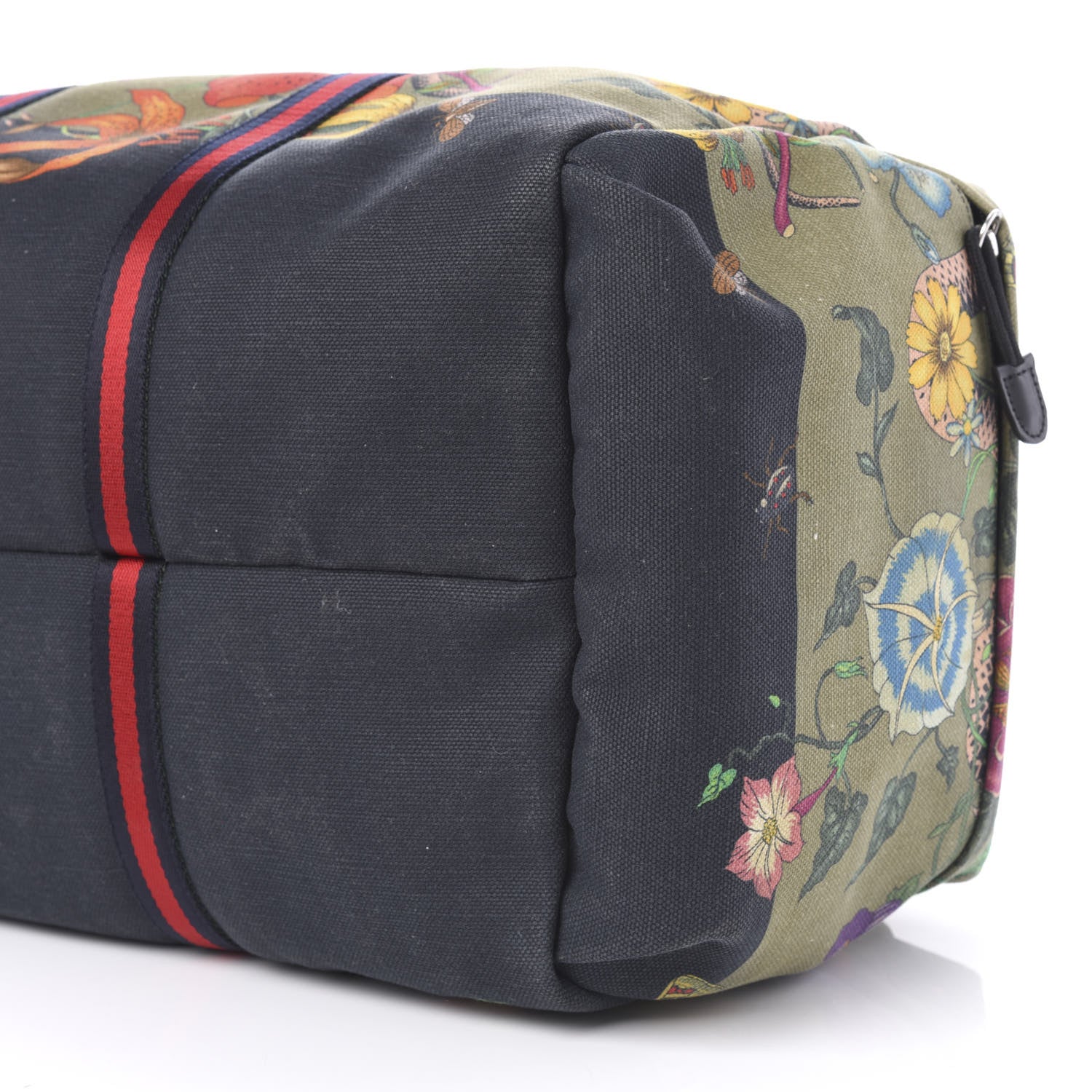 Gucci Canvas Web Floral Animal Large Carry On Duffle Khaki Green Multicolor 6 of 10