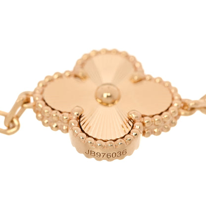 Van Cleef & Arpels 18K Yellow Gold Diamond 5 Motifs Guilloche Vintage Alhambra Bracelet 4 of 6