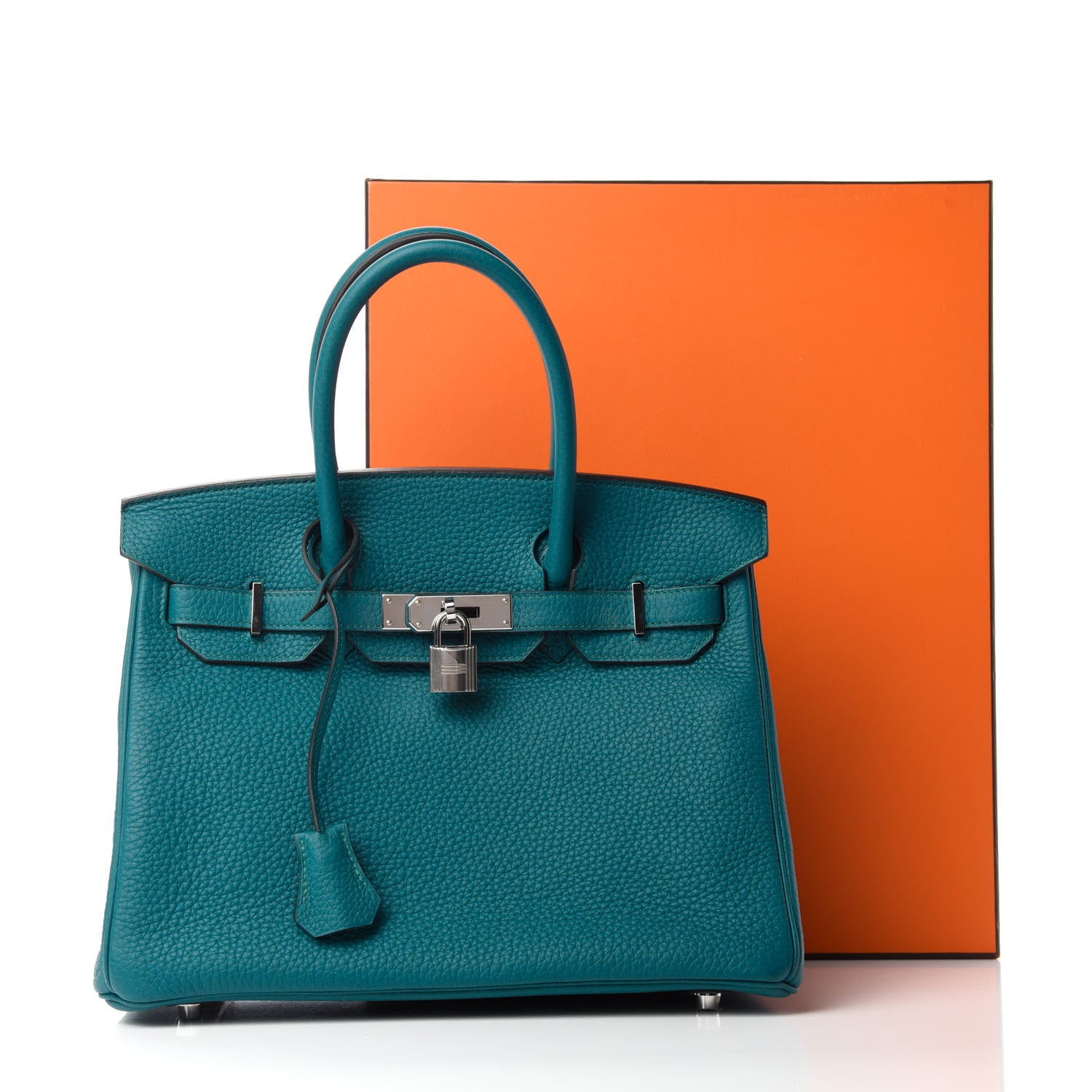 Hermes Taurillon Clemence Birkin 30 Vert Bosphore 10 of 10