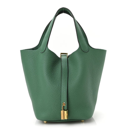 Hermes Taurillon Clemence Picotin Lock 18 PM Vert Jade 1 of 13