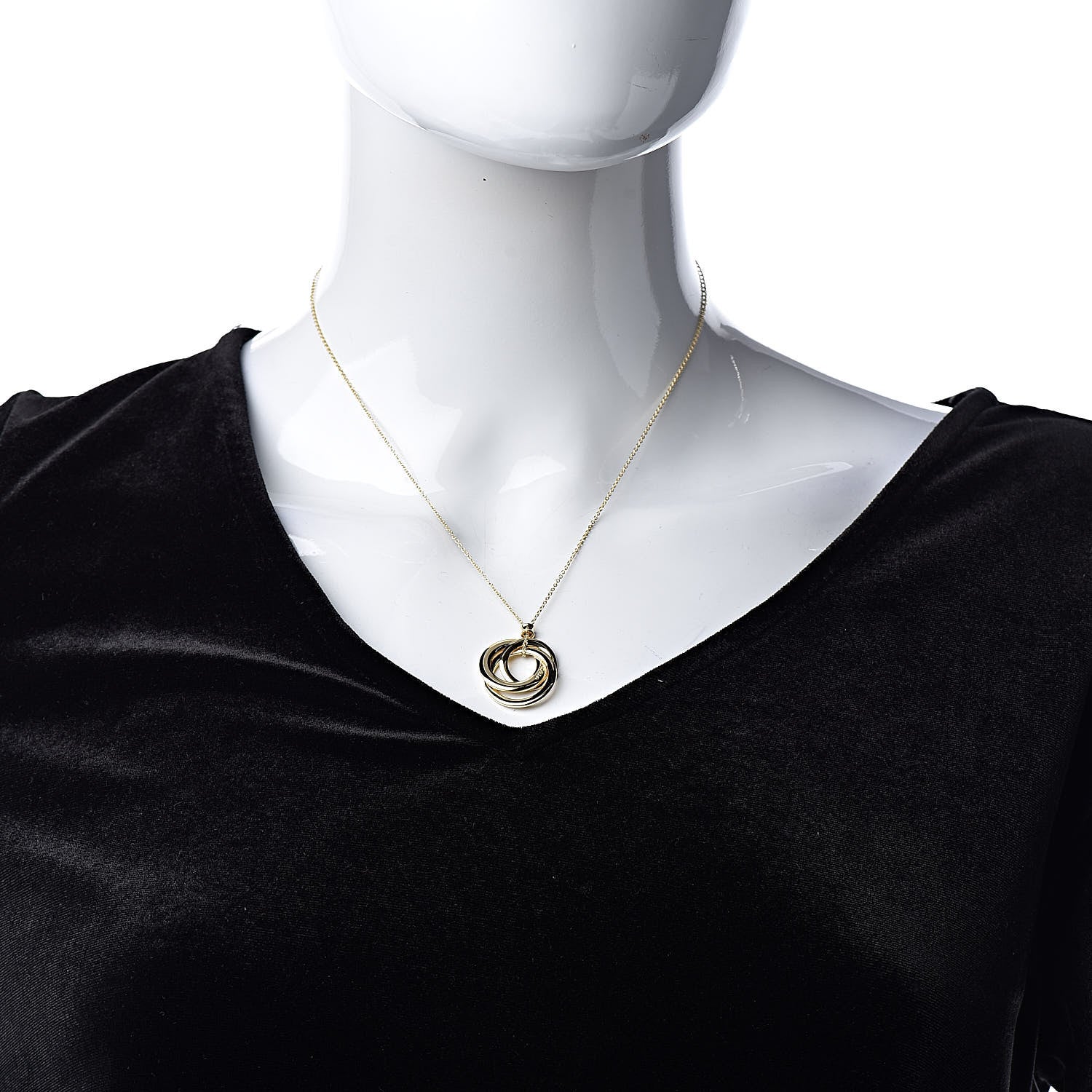 Tiffany 18K Yellow Gold Small Interlocking Circles Pendant Necklace 2 of 6