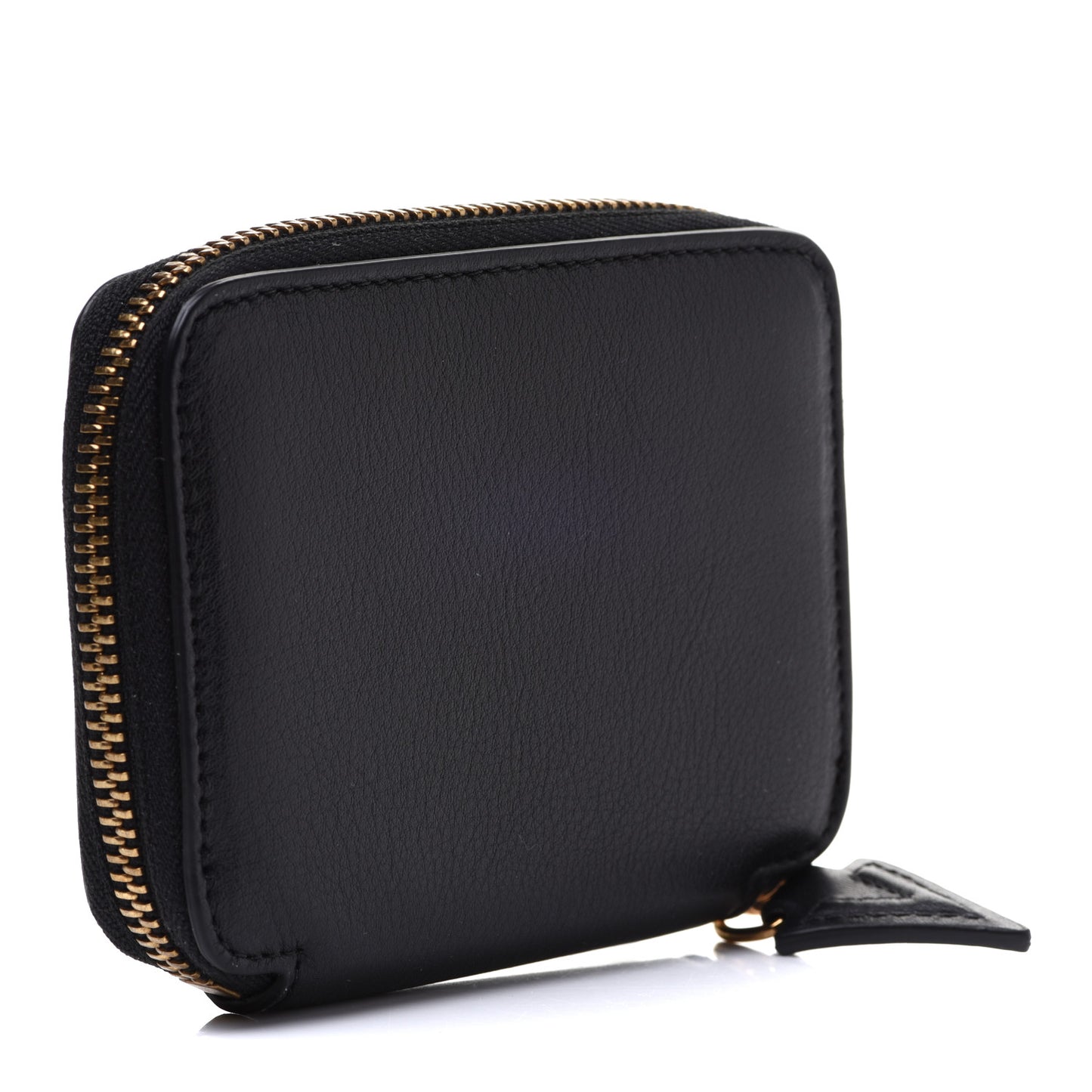 Calfskin Medusa Compact Zip Around Wallet Black