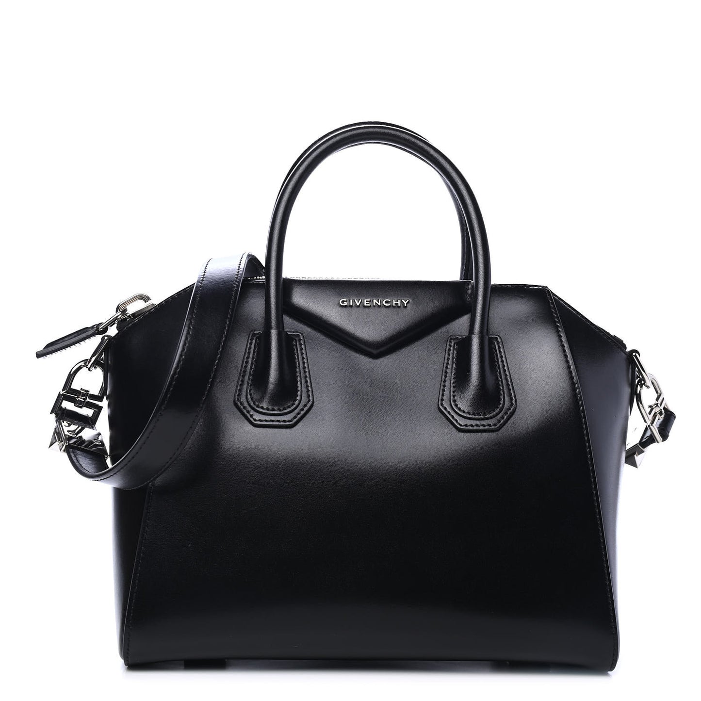 Shiny Lord Calfskin Small Antigona Black