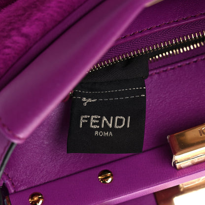Fendi Shearling Nappa Macro FF 1974 Mini Peekaboo Iconic Satchel Bouganville Magenta Lilac 7 of 12