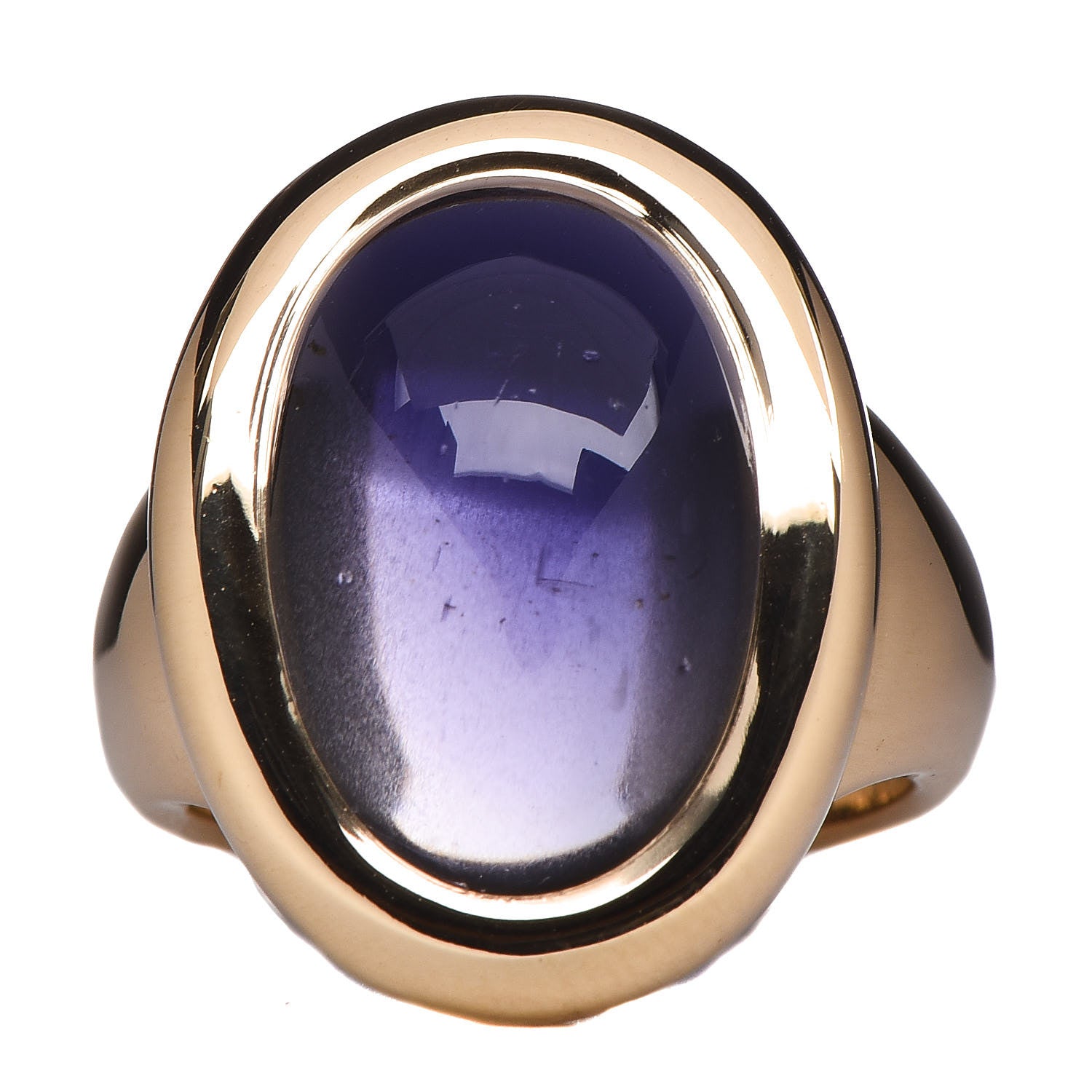 Cartier 18K Yellow Gold Amethyst Cabochon Ring 52 6 1 of 6