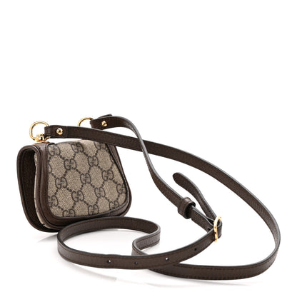 Gucci GG Supreme Monogram Textured Dollar Calfskin Blondie Card Case Wallet with Strap Beige Ebony New Acero 3 of 10