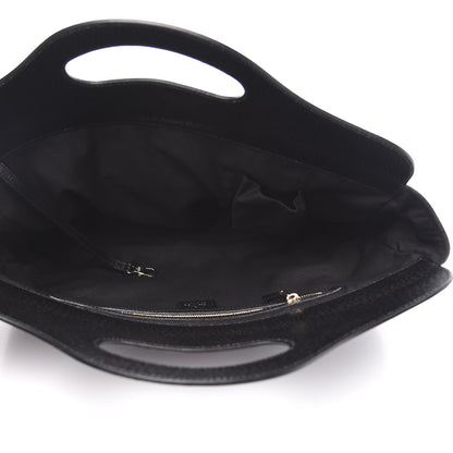Gucci Velvet Horsebit Embossed Medium Punch Top Handle Tote Black 5 of 10