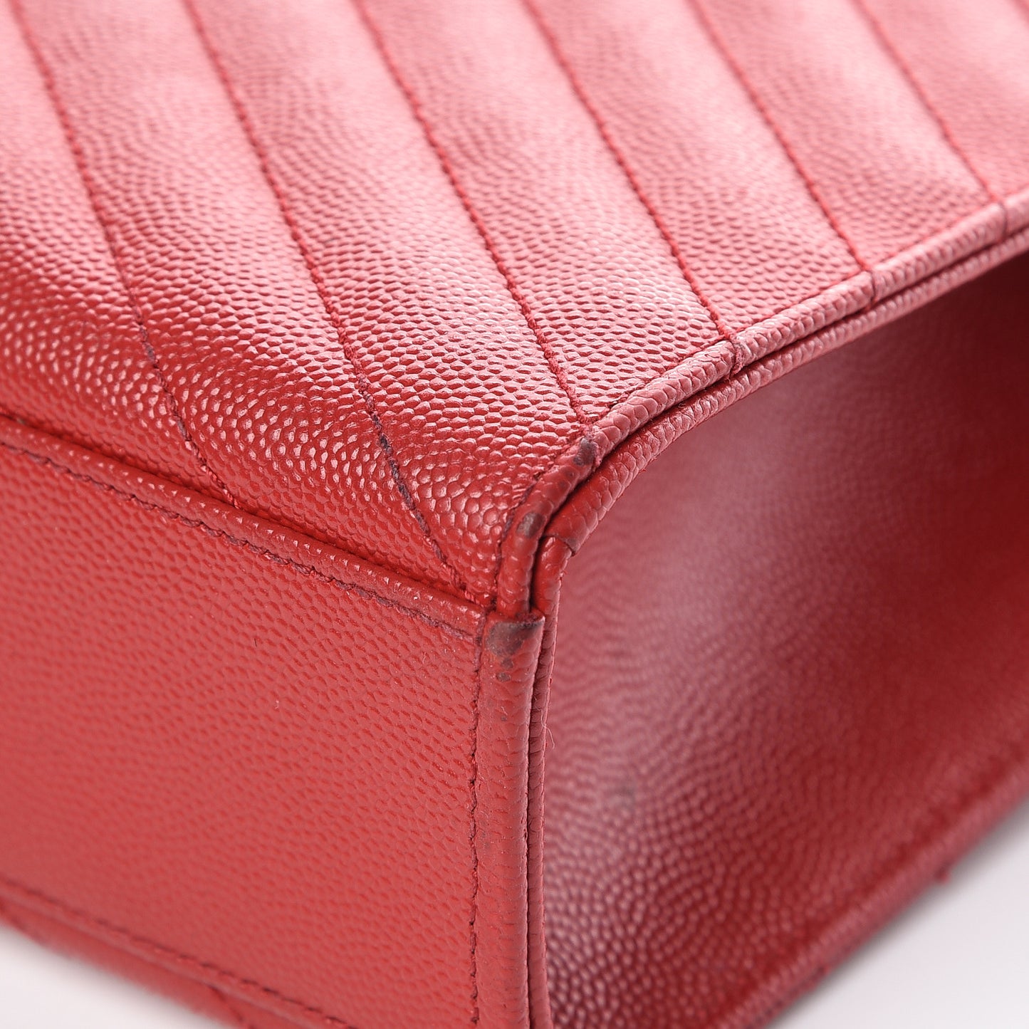 Grain De Poudre Matelasse Chevron Large Monogram Satchel Lipstick Red