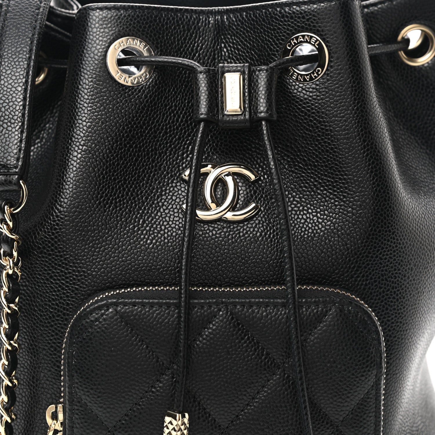Chanel Caviar Quilted CC Pocket Bucket Bag Black 8 of 8