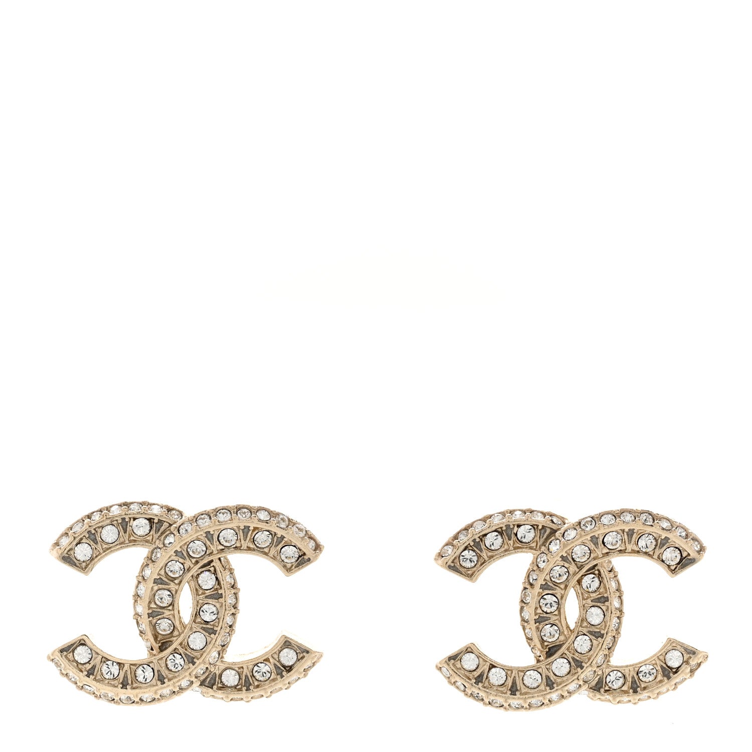 Chanel Crystal Timeless CC Earrings Light Gold 1 of 5