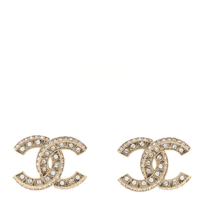 Chanel Crystal Timeless CC Earrings Light Gold 1 of 5