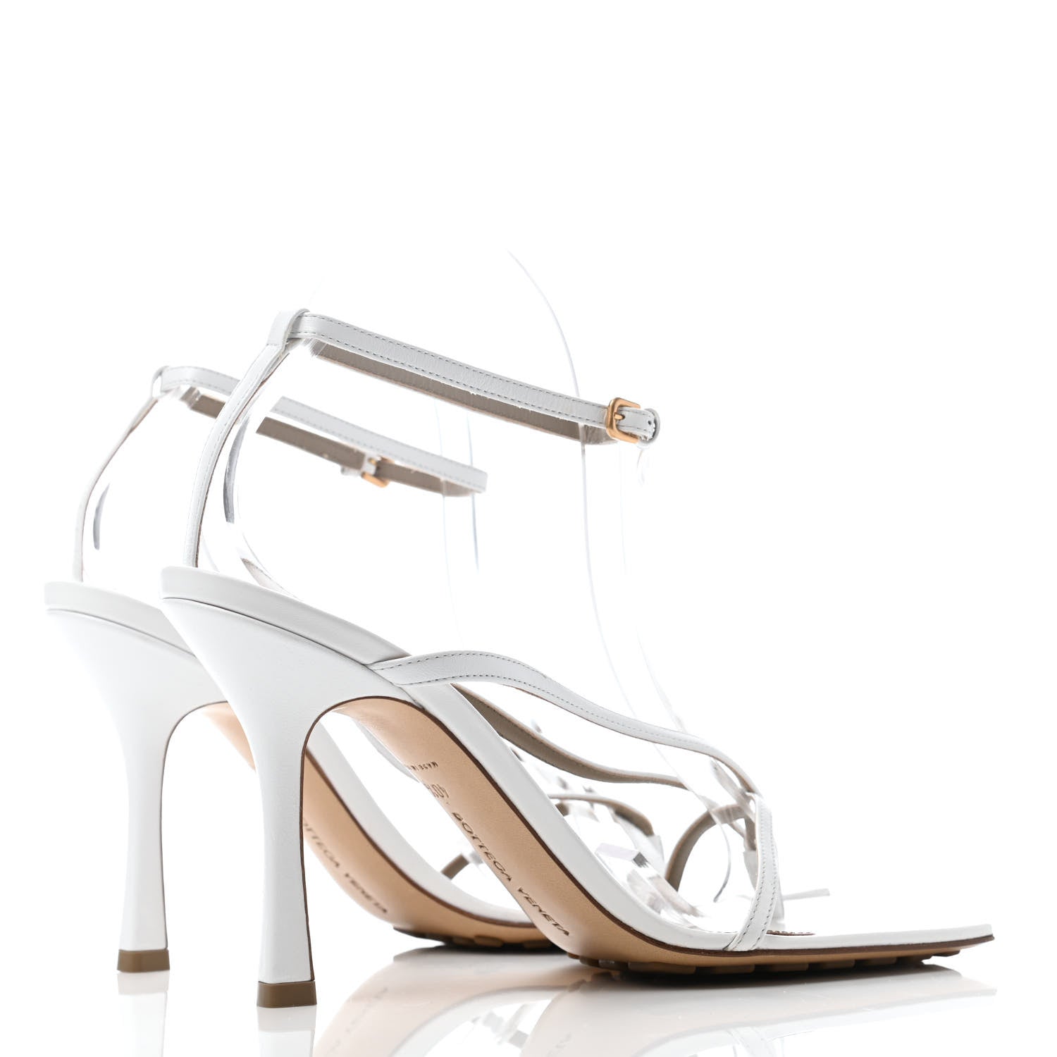 Bottega Veneta Lambskin Stretch Multi Strap 90mm Sandals 40.5 Optic White 3 of 4