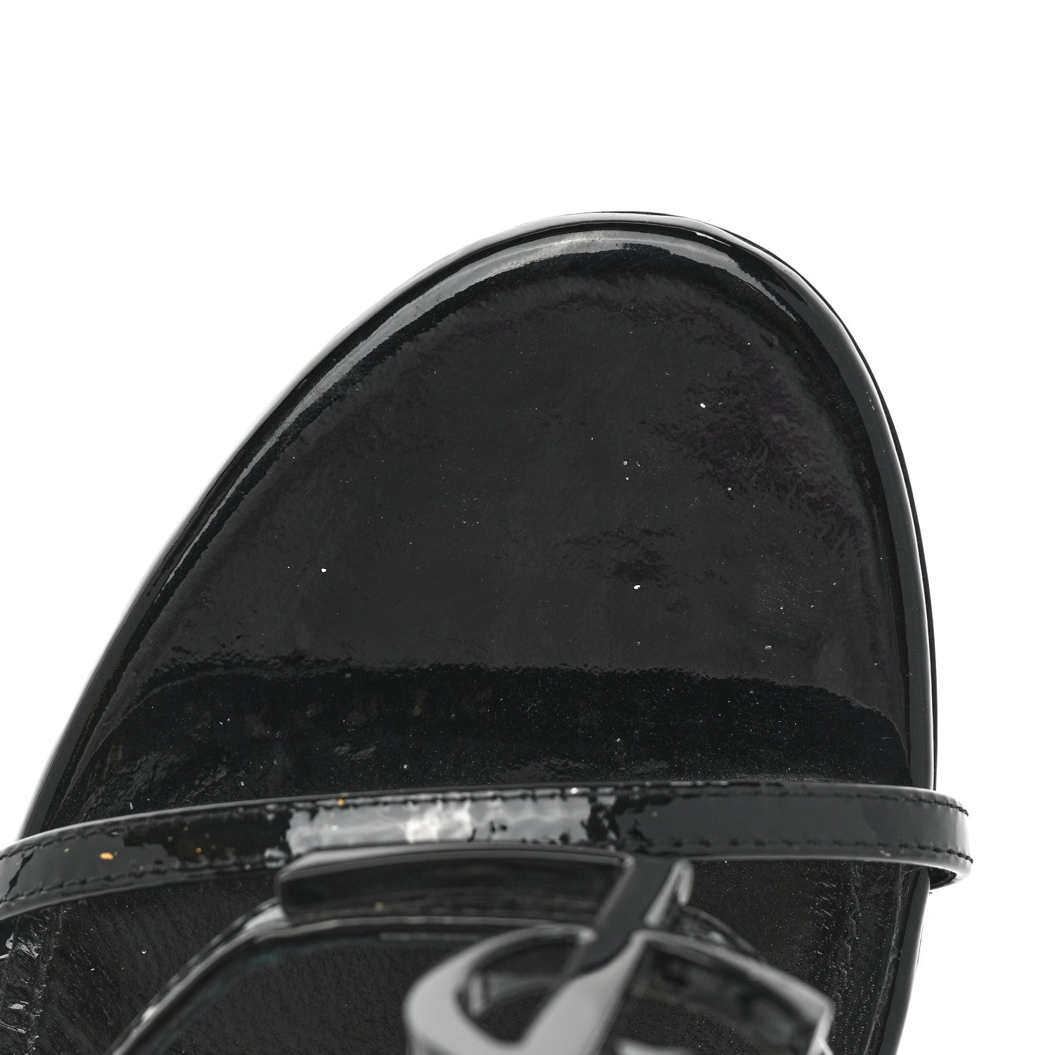 Saint Laurent Patent Calfskin Cassandra 110 Sandals 37 Black 9 of 11