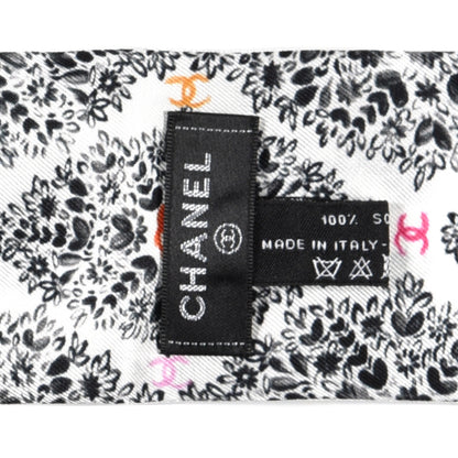 Chanel Silk Twill CC Bandeau Scarf White Black 3 of 3
