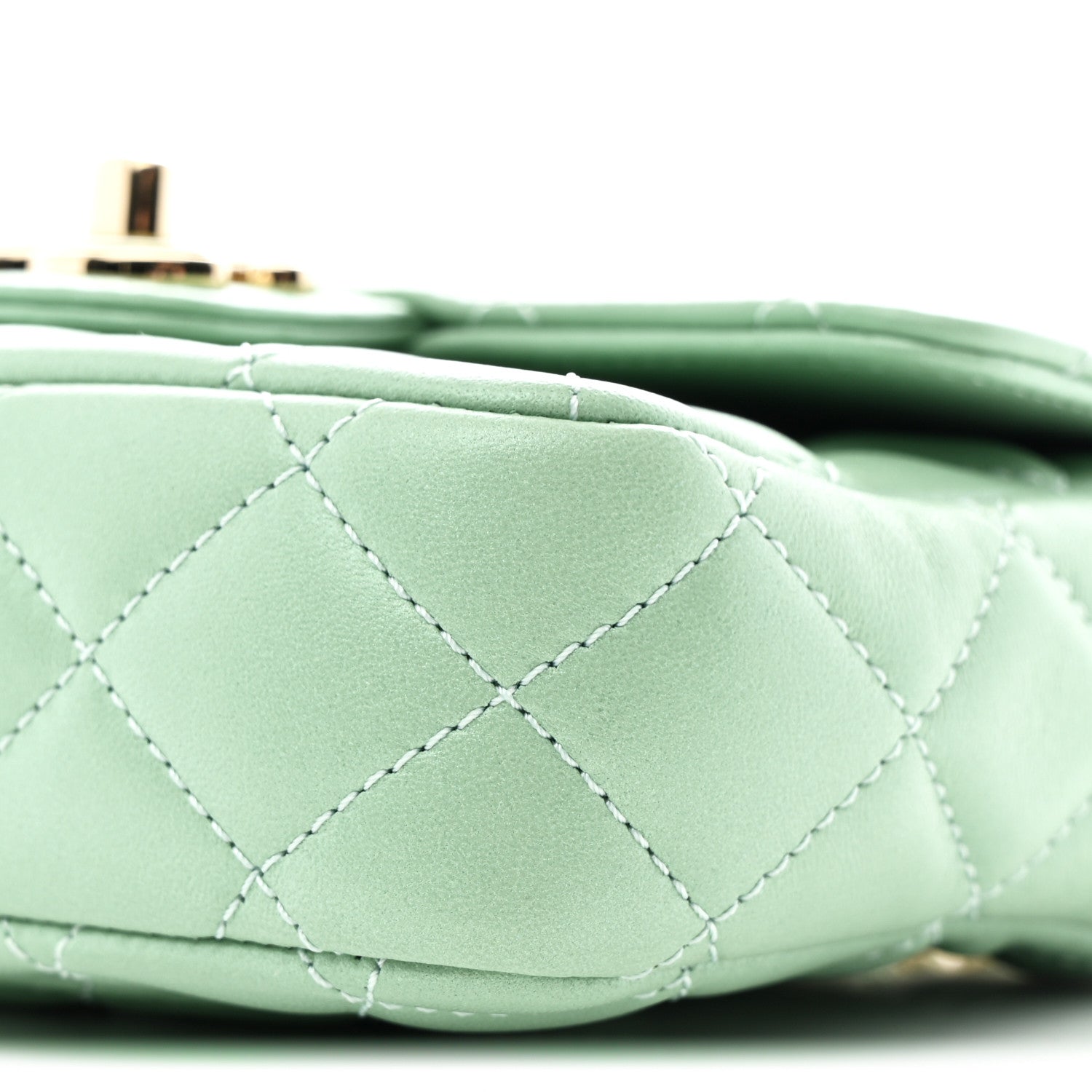 Chanel Lambskin Resin Quilted Mini Heart Square Flap Light Green 10 of 11
