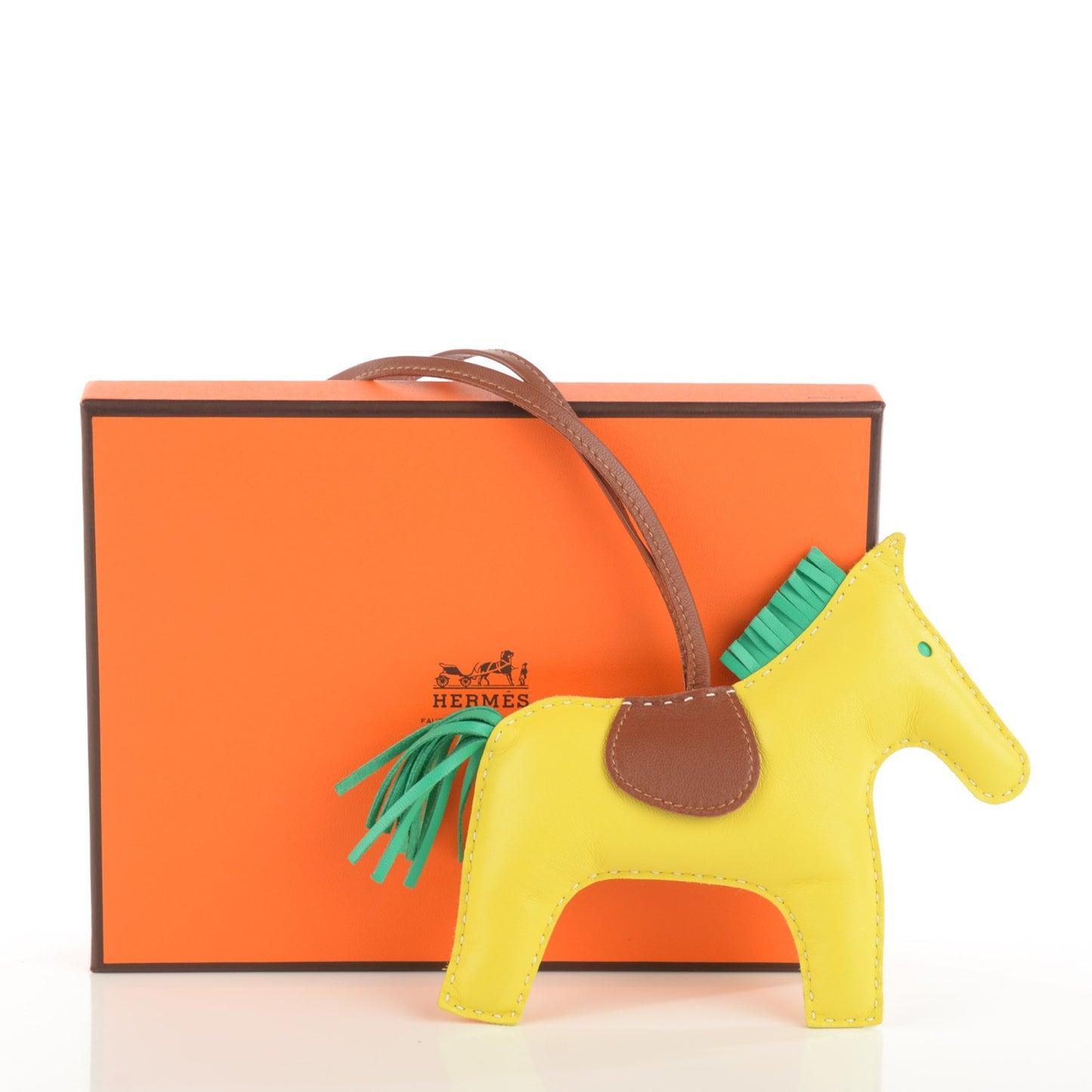 Milo Lambskin Grigri Rodeo Horse Bag Charm GM Lime Menthe Fauve