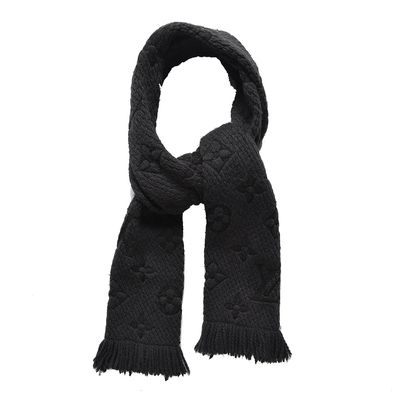 Louis Vuitton Wool Silk Logomania Scarf Charcoal Grey 1 of 4