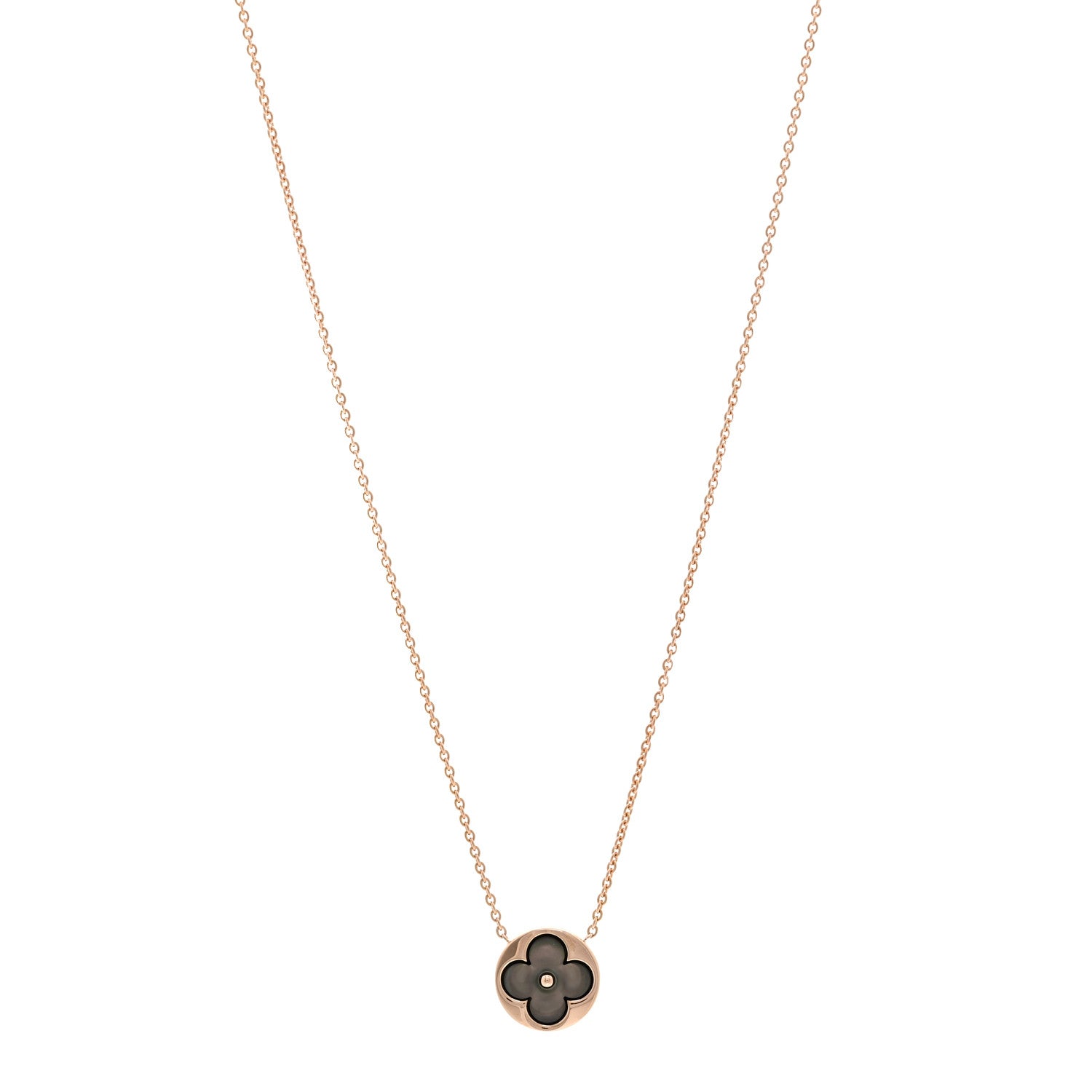 Louis Vuitton 18K Pink Gold Grey Mother Of Pearl Blossom Sun Pendant Necklace 1 of 5