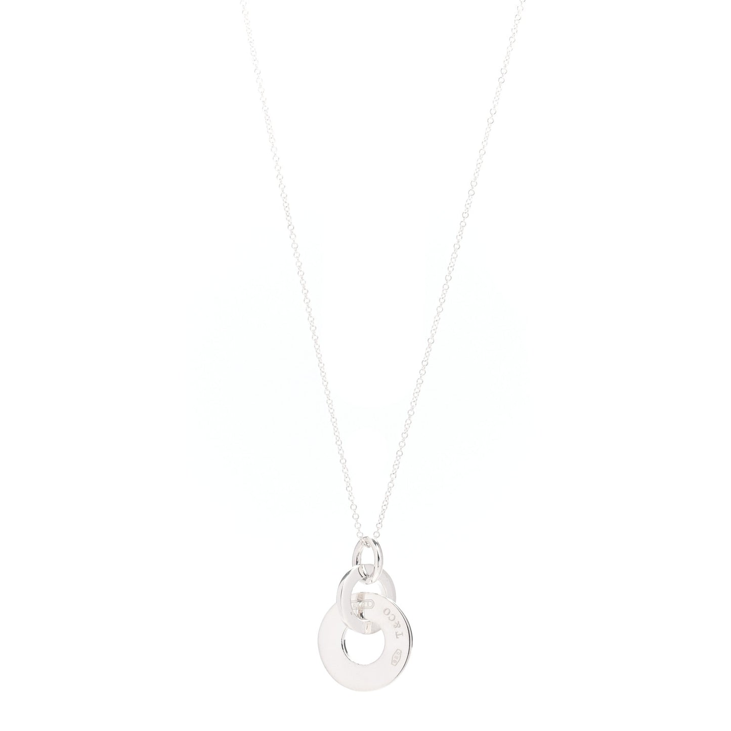 Sterling Silver 1837 Double Interlocking Drop Pendant Necklace
