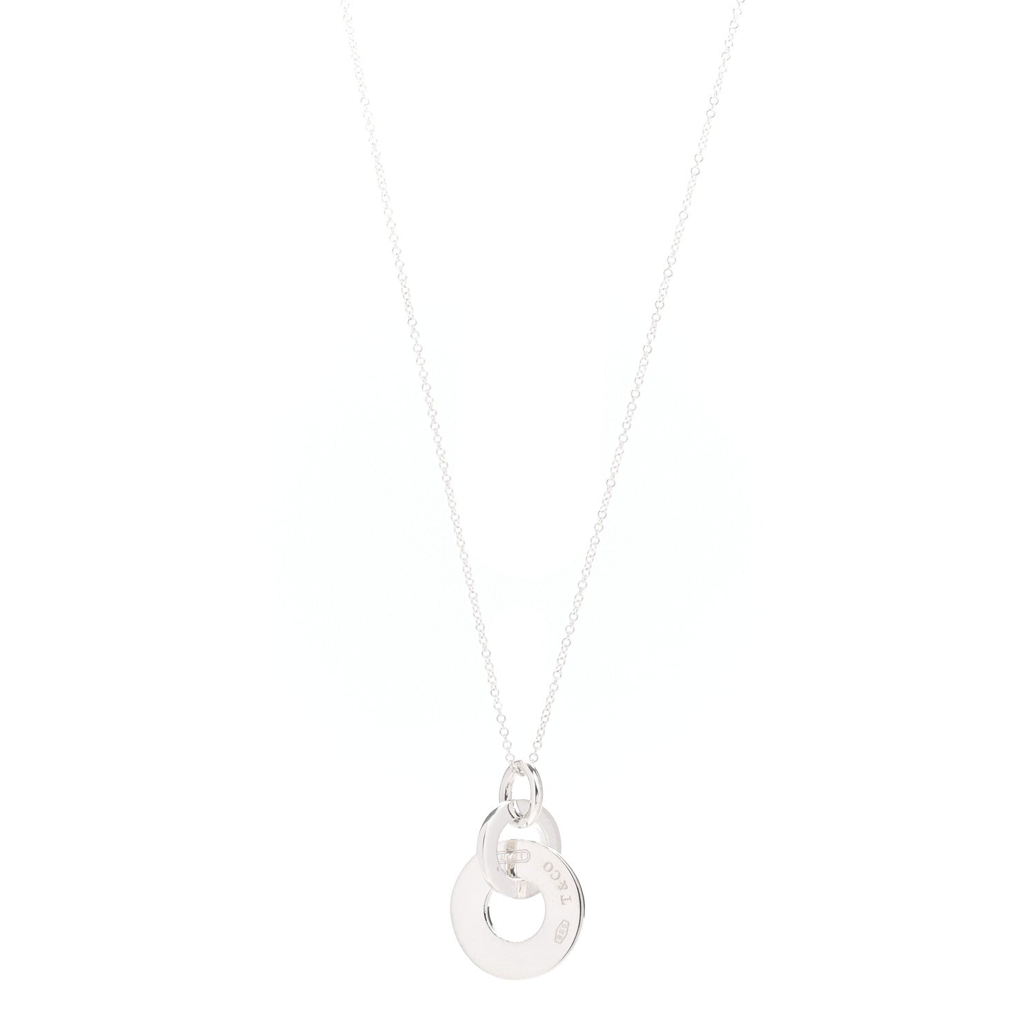 Tiffany Sterling Silver 1837 Double Interlocking Drop Pendant Necklace 1 of 5