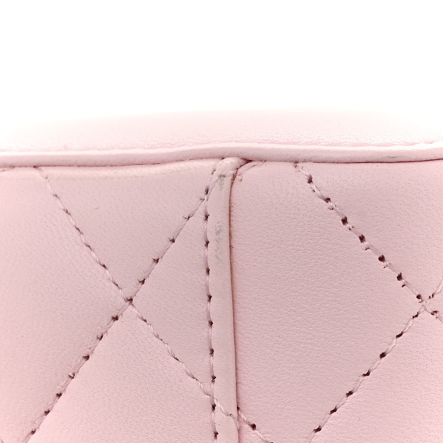Lambskin Quilted Mini Vanity Case With Pearl Chain Light Pink