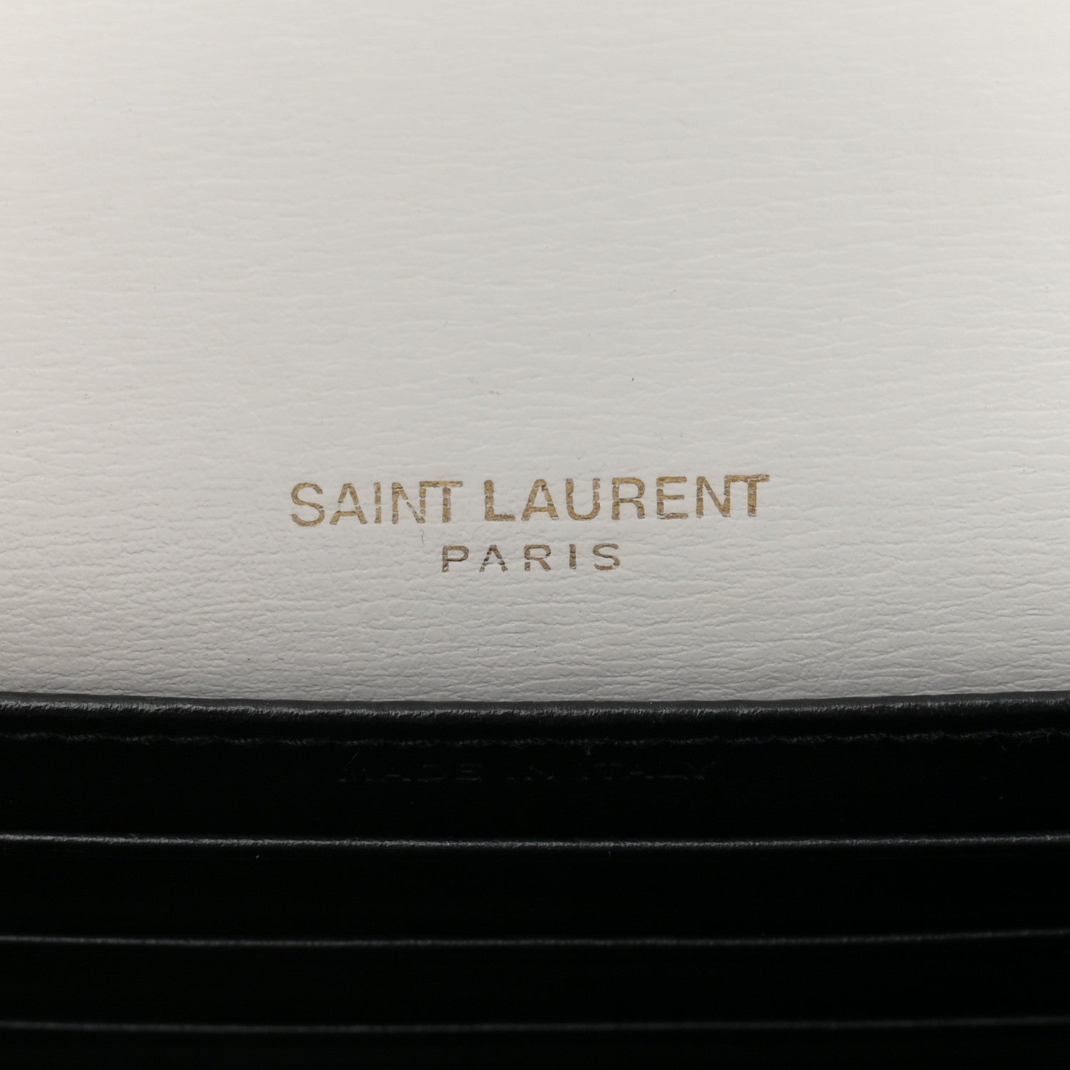 Saint Laurent New Aspen Calfskin Bi-Color Monogram Sunset Chain Wallet Black Dirty White 6 of 14