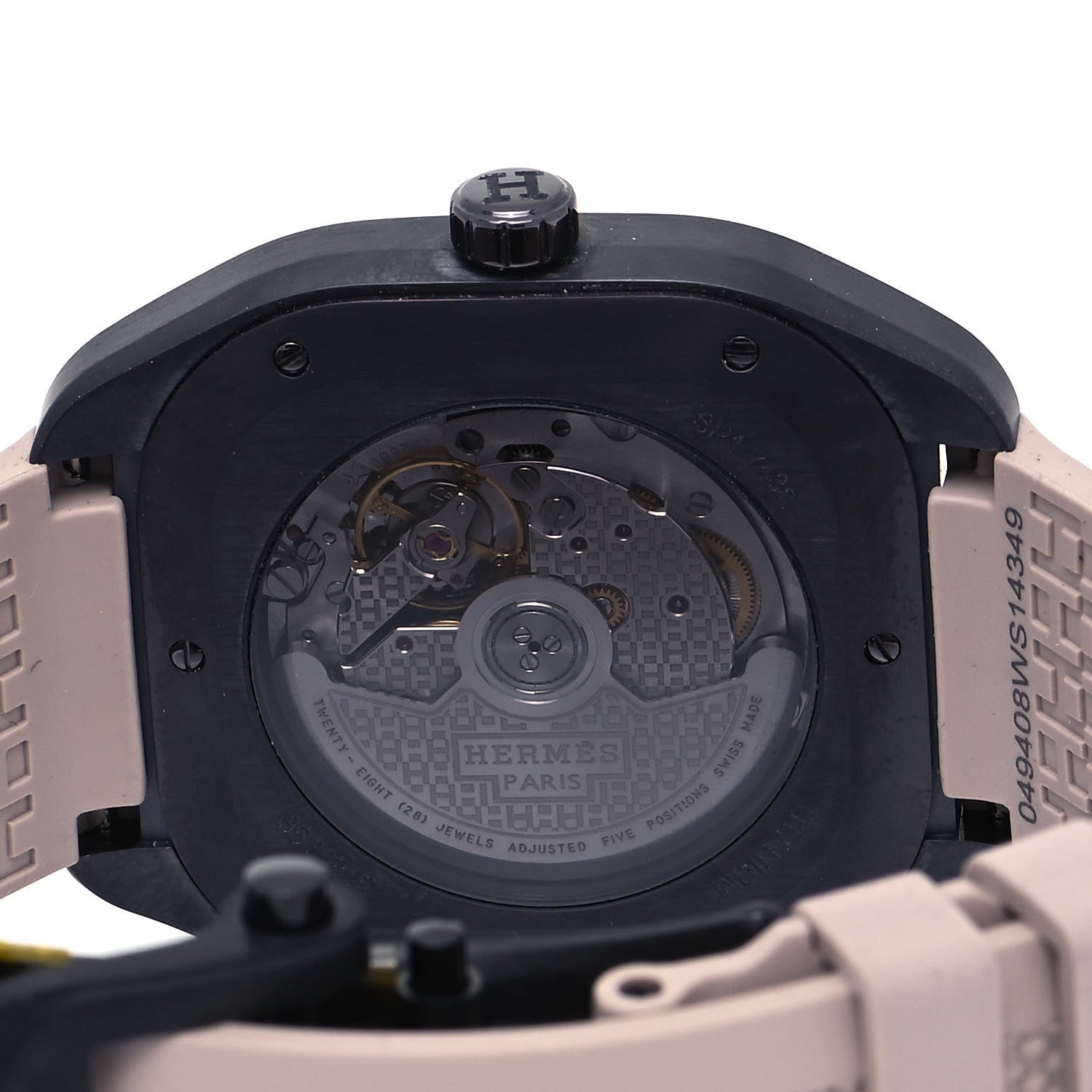 Hermes Titanium Rubber 39mm H08 Special Edition Automatic Watch Taupe 4 of 5