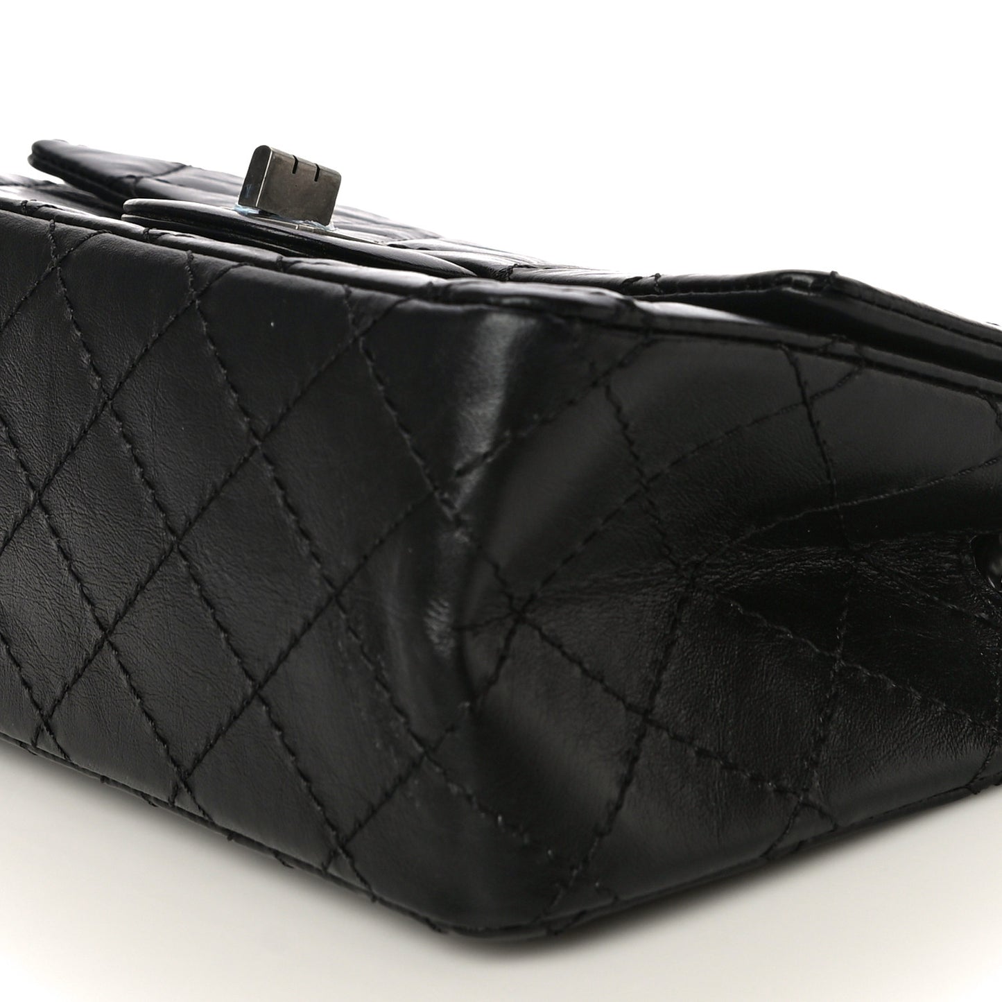 Aged Calfskin Quilted 2.55 Reissue Mini Flap Black