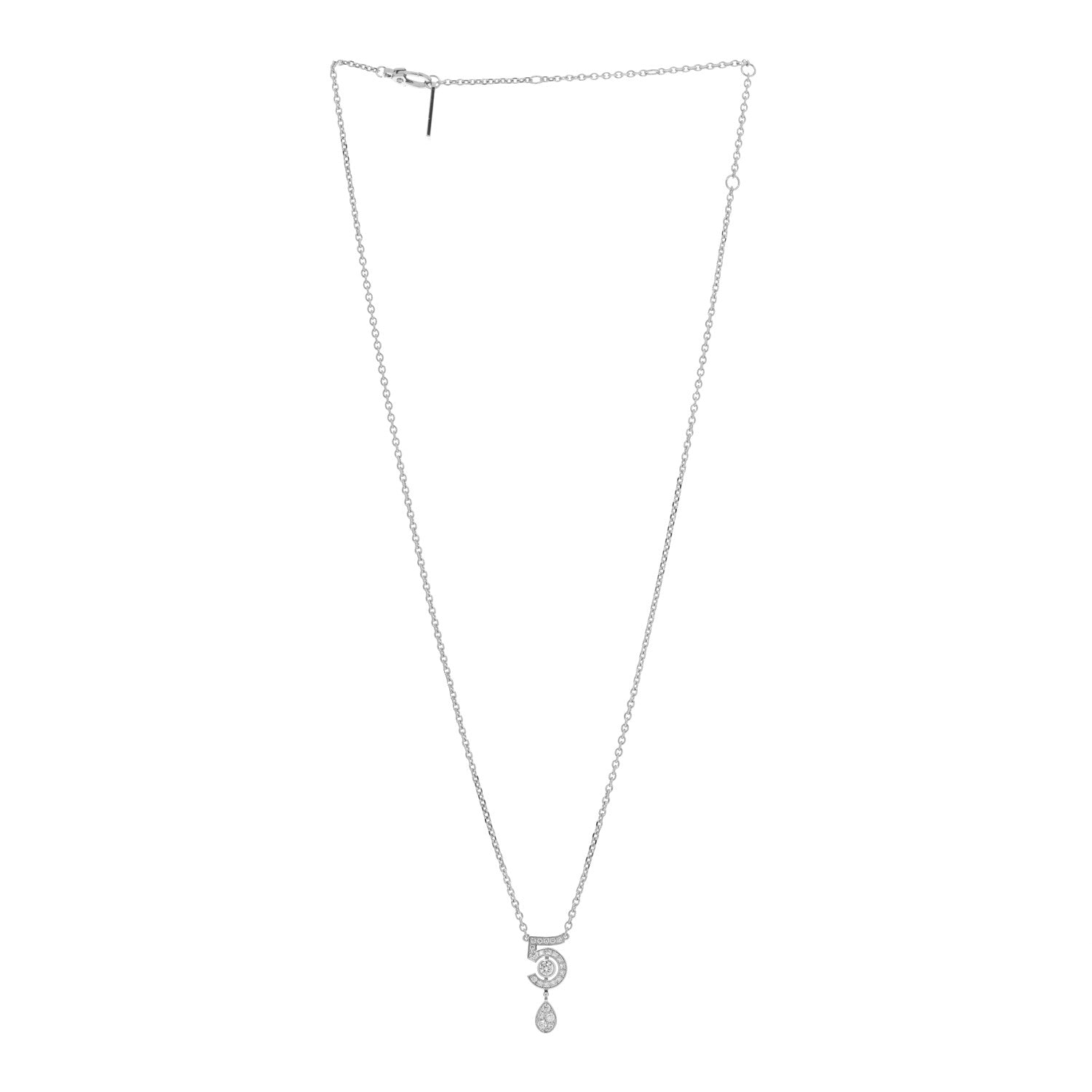 Chanel 18K White Gold Diamond Eternal No 5 Necklace 3 of 5