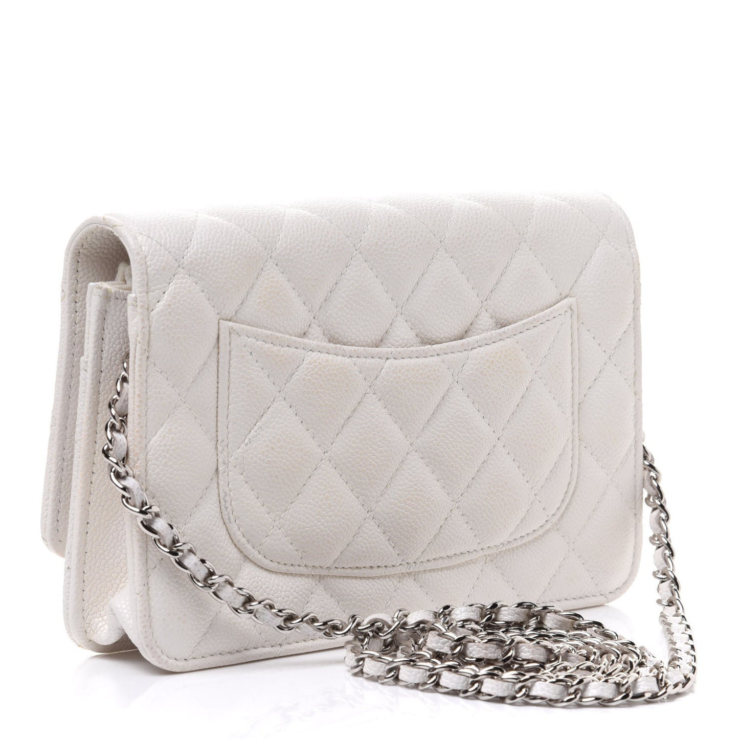 Caviar Quilted Wallet On Chain WOC White