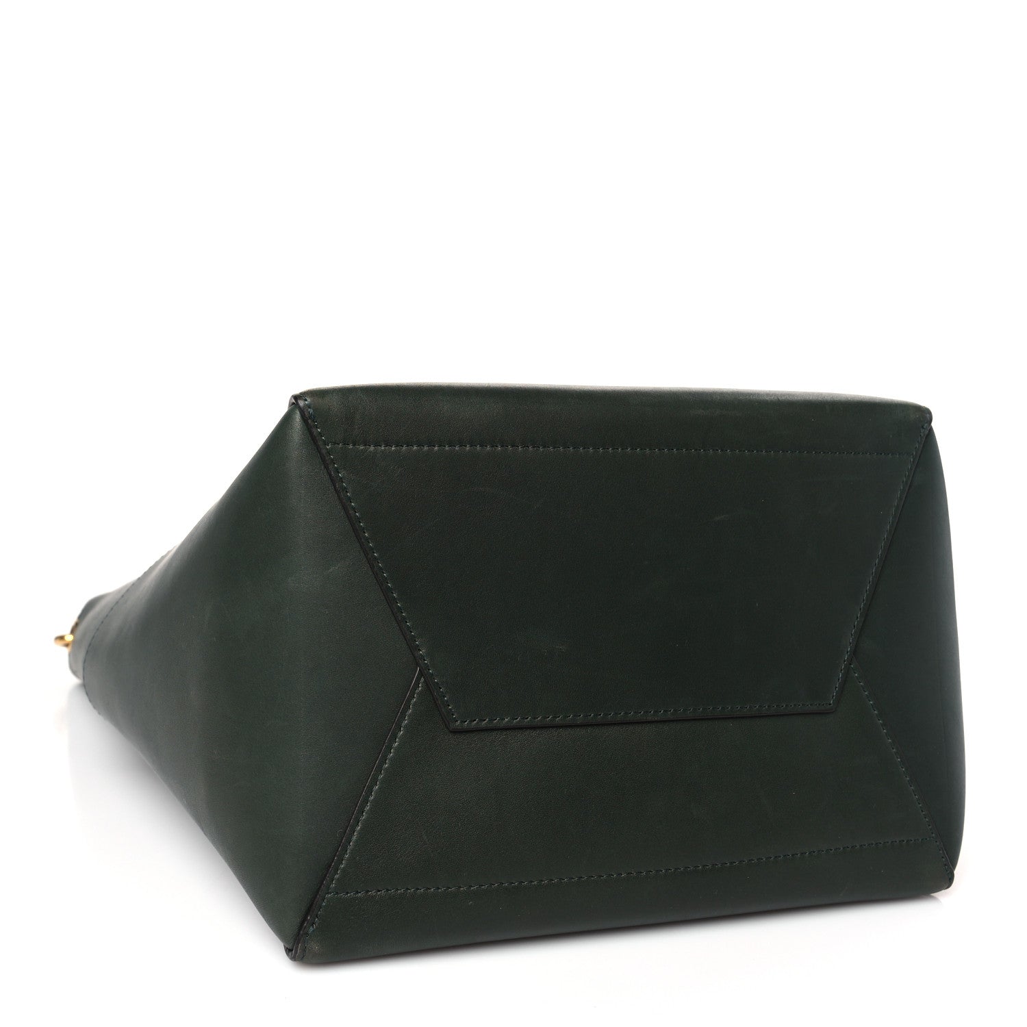 Celine Smooth Calfskin Sangle Bucket Bag Dark Forest 4 of 8