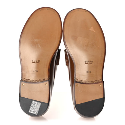 Gucci Millennial Ribot Cut Out Interlocking G Loafers 37.5 Cuir 7 of 11