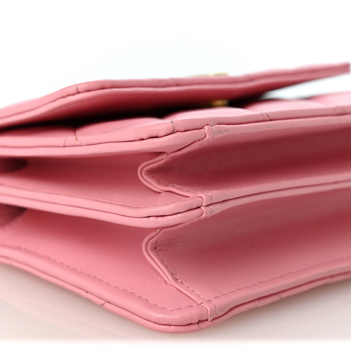 Lambskin Quilted Chain Top Handle Clutch With Chain Light Pink