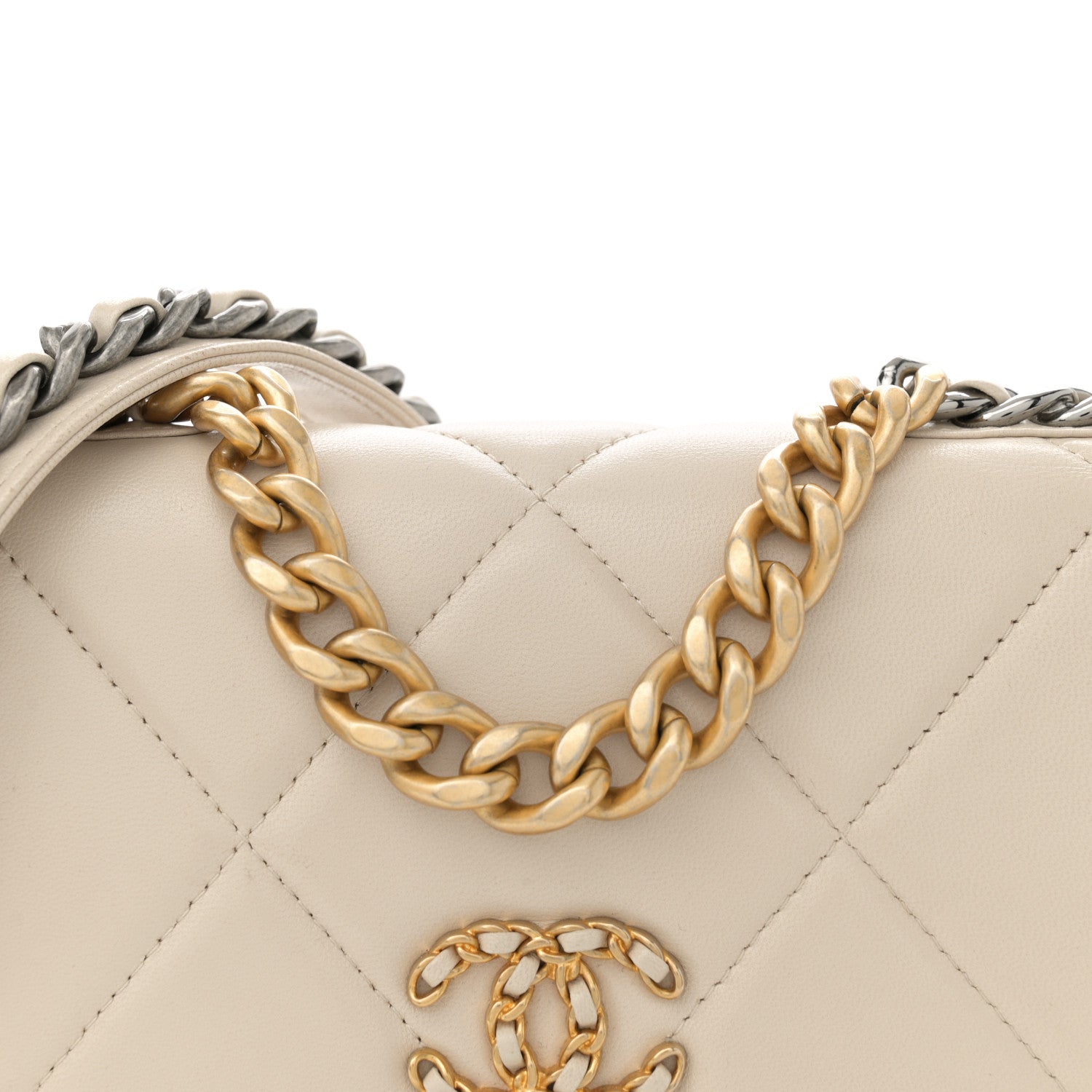 Chanel Lambskin Quilted Chanel 19 Wallet On Chain WOC Light Beige 8 of 11