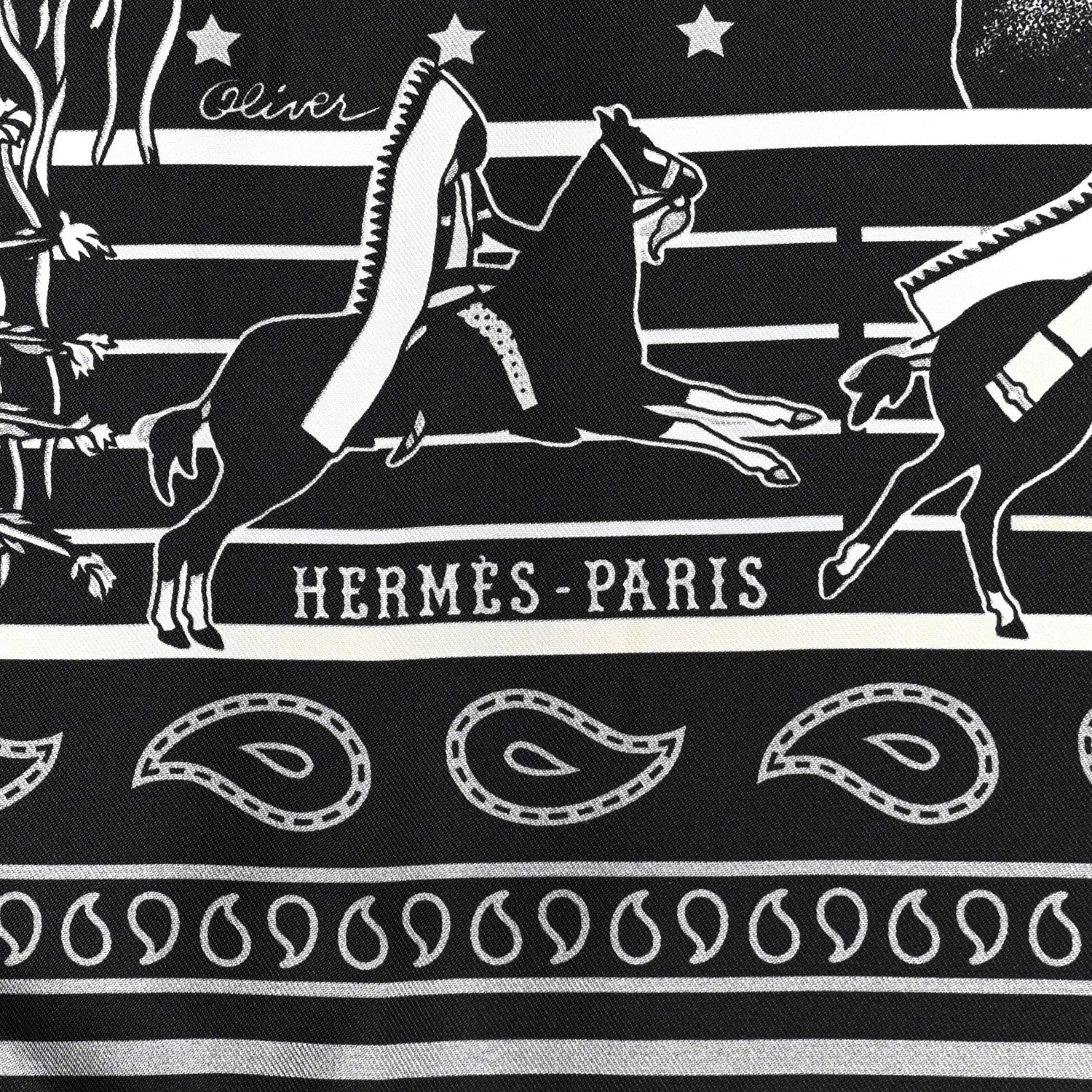 Hermes Silk Double Face Pani La Shar Pawnee Scarf 90 Black Marine 6 of 10
