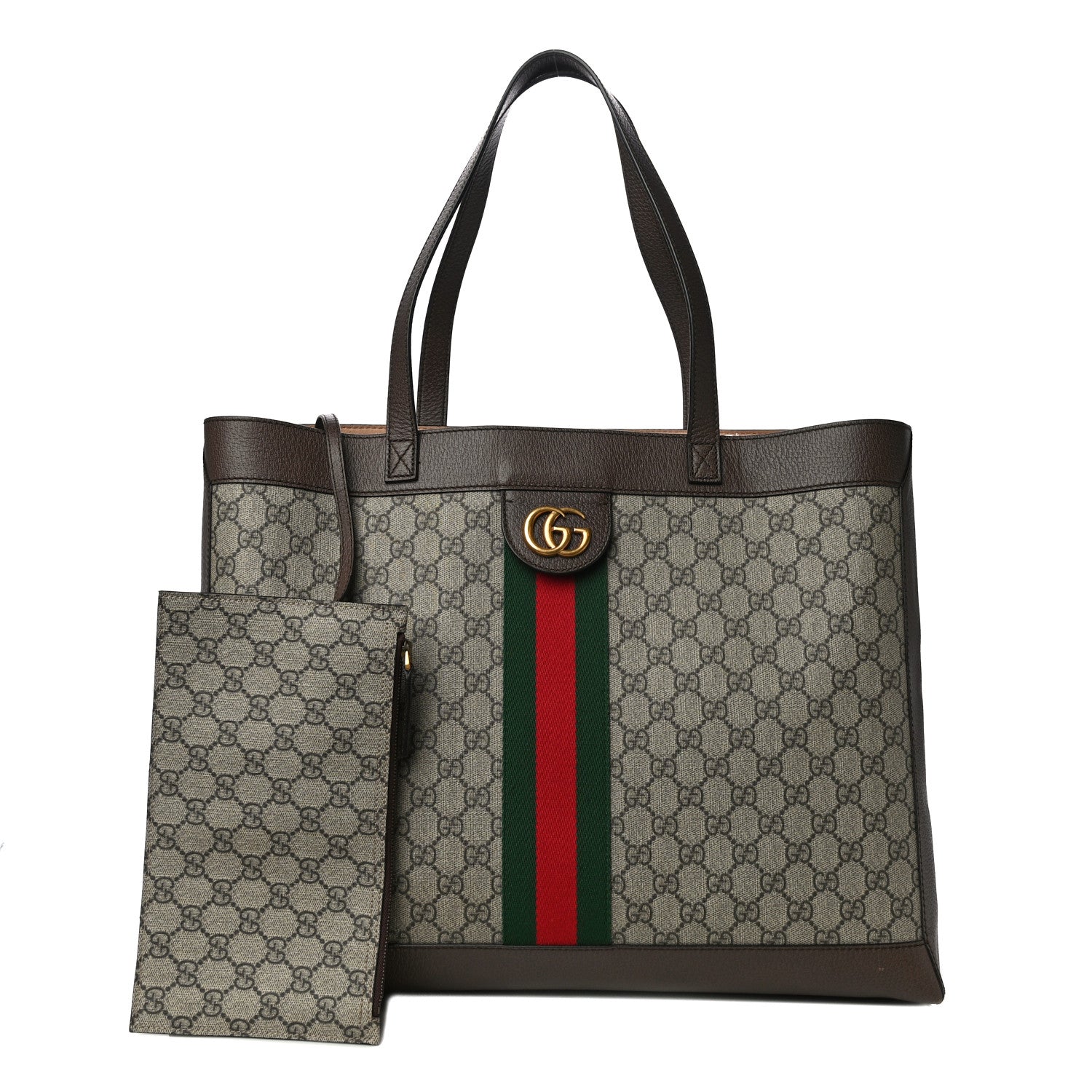 Gucci GG Supreme Monogram Web Ophidia Tote Brown 1 of 12